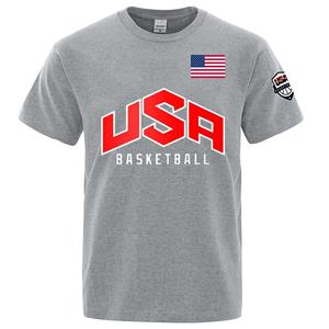 ForYourBeauty USA Basketballer Gedrukte Straat Casual T-shirts Mannen Losse Oversized Kleding Ademend Katoen Korte Mouw Mode Hiphop T-shirts XL rood