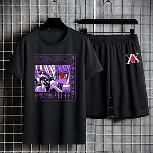 Xuhaijian02 Anime Hunter X Hunter T-shirt Set Casual Shorts Heren Sets Trainingspak Mannen Oversized T-shirt Korte Mouw Joggingbroek Mannelijke Kleding L