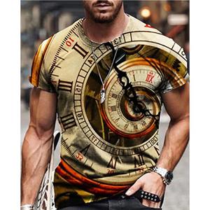 3D Fashion Design Clothing Mannen Unisex Tee T Shirt Shirt 3D Print Grafische Prints Klok Print Korte Mouw Daily Tops Casual Designer Groot en Lang XS geel