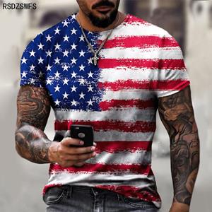 Xr 01 Mode USA Vlag Strepen 3D Print MenT Shirt Oversized Mannelijke T-Shirt Zomer Korte Mouw Ademende Herenkleding Tops Tees XS