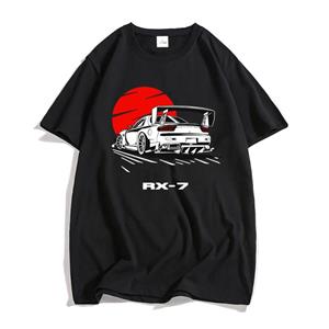Nihao Initial D Drift Racing Rx-7 2d Print Zomer Heren O-hals T-shirt Casual 100% Katoen Korte Mouw Oversized Trui Mannen kleding 2XL