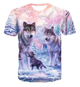 Subilier Mode mannen/vrouwen 3D print Wolf T-shirt persoonlijkheid streetwear top S geel