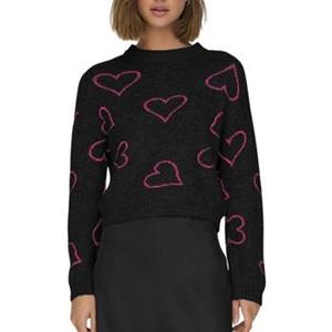 Only Trui met ronde hals ONLHAPPIE LS HEART O-NECK KNT