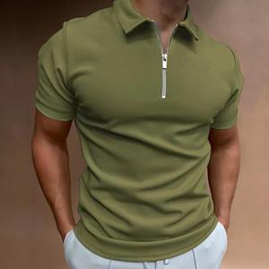 WowClassic Zomer Heren Casual Wit Zwart T-shirt Heren Zip Henley Neck Sportpoloshirts M