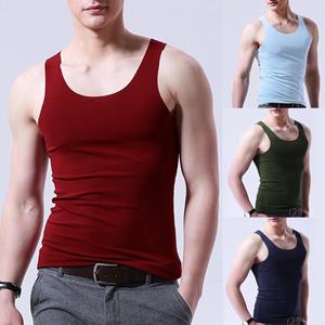 HU5RN 1PC Mode Slim Strak Ondershirt Bouncy Top Heren Naadloze IJs Zijde Tank Elastische Casual Effen 2X zwart