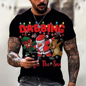 Kukebang 2023 Kerst Man 3d Print T-shirt Nieuwe Mannen Korte Mouw Vakantie Jurk Ronde Hals Top Tee Kerstman Streetwear Fashion cool T Shirts S