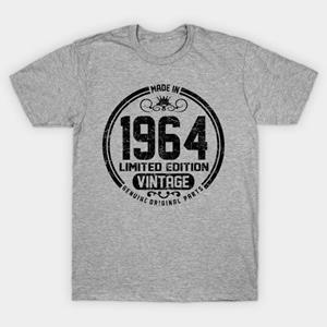 YSM Cotton Tshirt Heren 3D Gemaakt In 1964 Limited Edition Vintage Echte Origi Bedrukte T-shirts Casual Grafische Tees Korte Mouw Tops XS grijze kleur