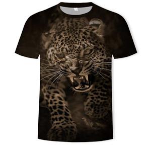 WowClassic Zomer Leeuw Tijger 3D Digitale Print Tee Top Heren Ronde Hals Los T-shirt met korte mouwen S