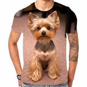 ETST 005 Yorkshire Terrier Puppy T-shirts Dier Hond 3D Print Mannen Vrouwen Korte Mouw T-shirt Oversized Harajuku Kinderen Tees Tops Kleding S