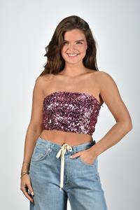 Rotate cropped top met pailletten roze