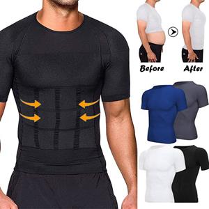 Enjoy Your Daily Life Mannen Compressie Shirt Buik Slanke Body Shaper Tummy Control Shapewear Taille Trainer Tank Tops Workout Vest Afslankend Ondergoed L zwart