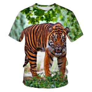 WowClassic Heren T-shirt 3D Letters Bedrukken T-shirt Heren Animal Tees Tijger Grote Maat Korte Mouw Casual Top S