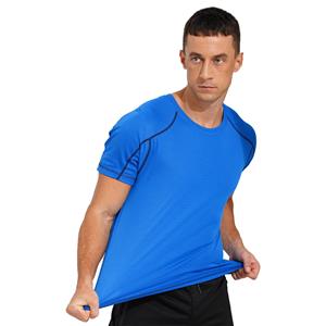 ZDHoor Heren zomershirts met korte mouwen Tops, sneldrogend, effen kleur, atletische sporttops M donkergrijze kleur