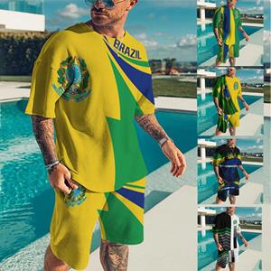 ETST 07 Brazilië T-shirt Shorts Heren Sets Plus Size Matching Sets 3d Printen Quick Dry Mannelijke Kleding Crew Neck Beach Casual Streetwear S