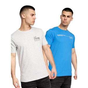 Crosshatch Pentatan T-shirt voor heren (Pak van 2) L grijs/blauw