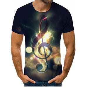 WowClassic Zomer heren T-shirt 3D Print Tees Gitaar Patroon Losse Ronde Hals Korte Mouw Tops Heren S