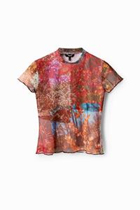 Desigual T-shirt met print en tule - MATERIAL FINISHES