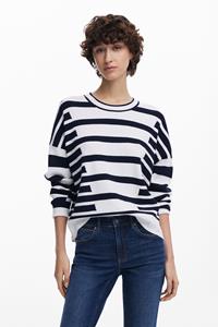 Desigual Sweatshirt met asymmetrische strepen - WHITE