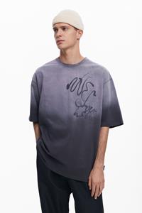 Desigual T-shirt met kleurverloop en krabbels - BLACK