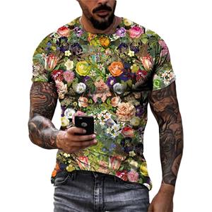 Chengyu Mode Mooie Persoonlijkheid Plant Bloemen Unisex T-shirts Zomer 3D Street Style Trend Mannen Ronde Hals Korte Mouw Print Tees 3XL