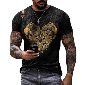 WowClassic Zomer heren T-shirt 3D Poke Print losse ronde hals korte mouw tops heren S