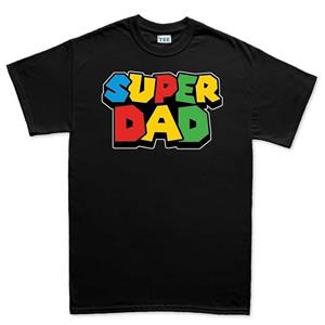 FT T Shirts Plus Size Super Dad Mannen T-shirts Korte mouwen Mario Luigi Vaderdagcadeau voor papa Sofspun Hipster Cool Tops Tee XS zwart