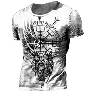 Subilier 3D Print Heren T-shirts Zomer Viking Odin Ronde Hals Losse Korte Mouw Casual Tops T-shirts Oversized T-shirts XS