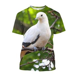 Chengyu Dier Vogel Duif Vrede Gedrukte T-shirt Gladde Unisex Baggy Mode Mannen T-shirts Casual Kleding Streetwear Tees Tops L