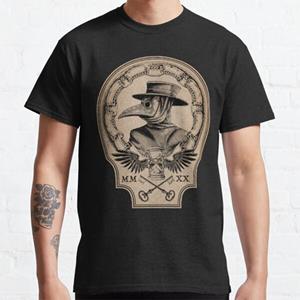 FT T Shirts 100% Katoen Zomer Heren T-shirts Vintage Plague Doctor Gedrukt Casual Top Tees XXXL zwart