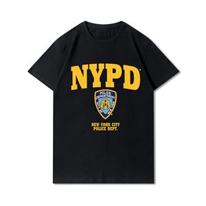 FT T Shirts Plus Size Hip Hop Streetwear Heren T-shirts NYPD Bedrukt Harajuku T-shirt Katoen Casual Tops Zomer Korte Mouwen T-shirts XL zwart