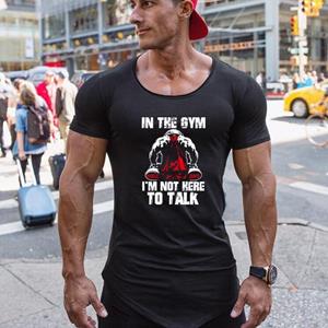 Muscleguys Zomer Heren Training Korte Mouw Fitness Sport T-shirt Spiervest Licht en ademend Gym Bodybuilding T-shirt Fashion Tees M zwart