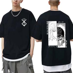 ZSIIBO Happy Girl Mannen Vrouwen T-shirt Anime Lef Griffith T-shirt Harajuku Grappige Berserk Print T-shirt Kleding Hip Hop Tops Tees Zomer tops S wit