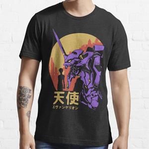 FT T Shirts 100% Katoen Neon Genesis Evangelion Retro Zomer Mannen T-shirts Gitaar Gedrukt Casual Top Mannelijke Tees S
