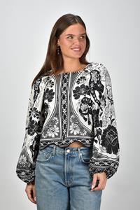 Farm Rio blouse met balloon mauw 329129 flower leopards off-white