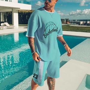 ETST WENDY 005 Mode Heren Sportkleding Zomer Bedrukt Los Tweedelig Casual Kleding Heren T-shirt Shorts Sportkleding Casual Trendy Strand Stijl L