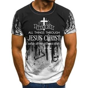 Baibao QIQI Zomer Heren Jezus Christus Kruis 3D Print Korte Mouw Casual All-Match Mode T-shirt Oversized Ronde Hals T-shirt XS