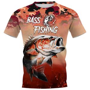 Nihao 3D-bedrukt T-shirt Heren Dames Zomer Basvissen Korte mouwen Casual Straat Los Comfort Plus Size Heren 2XL