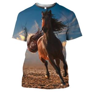 Xin nan zhuang Heren T-shirts Robuuste paarden Sneeuw Anime paarden Dieren t-shirt Dames Casual T-shirt Truien Korte mouwen Grote kleding XS