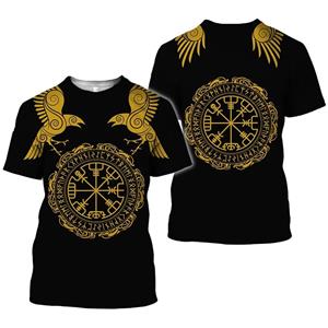 Xin nan zhuang Viking Symbool Bedrukking T-shirt Heren Zomer Korte Mouw Harajuku Shirt Hiphop Heren Dames Mode T-shirt XXS