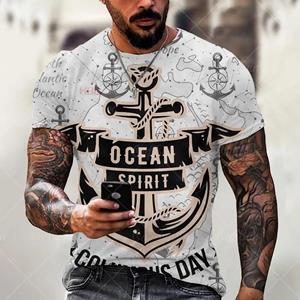 Xin nan zhuang Zomer Sailor T-shirt, Anchor Heren 3D Halslijn Korte Mouw T-shirt 6XL