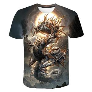 ETST 07 Heren T-shirt Kleding 3D Domineering Print Dragon T-shirt Zomer Korte Mouw Hip Hop O-hals Oversized T-shirt Metaal XXXL