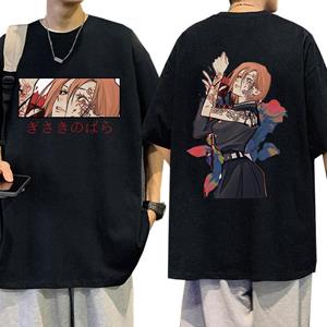 TENJINGE Trendy Anime Jujutsu Kaisen Kugisaki Nobara Ogen Print T-shirt Mannen Vrouwen Mode Casual Katoen Oversized T-shirts Harajuku Streetwear XL