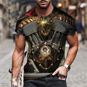 ETST WENDY 05 Zomer Casual Heren Retro Motorfiets Elementen T-shirt3D Geprint Korte Mouw Oversized Mecha Sweatshirt Top Persoonlijkheid Kleding S