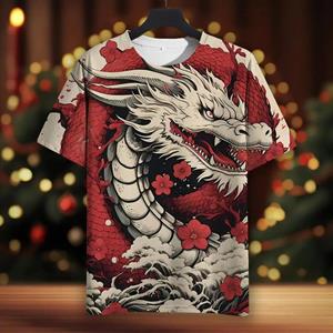 ETST WENDY 005 2024 Nieuwjaar Draak Heren T-shirt 3d Prints Zomer Straatmode Korte Mouw Top Heren O Hals Oversized T-shirt Herenkleding XL