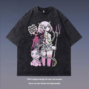 FT T Shirts Katoen Anime Bedrukte Ronde Hals Oversize Heren T-shirts Casual Korte Mouwen Tops M