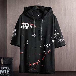 Mille Zomerse herenmode casual bedrukte capuchon korte mouwen T-shirt XXXL wit
