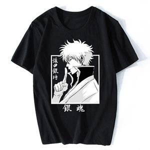 New Young Gintama Sakata Gintoki Cool Heren Zomer Casual T-shirt Anime Katoenen T-shirt Hip Hop T-shirt Tees Oversized Harajuku Streetwear XS zwart