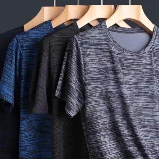 Songmeijuan Heren Zomer T-shirt Losse O Hals Zacht Ademend Rekbaar Snel drogend Zweetafvoer Casual Plus Size Trui Jogging Gym Fitness Top XL lichtgrijze kleur