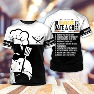Xin nan zhuang Grappige Chef Uniform Heren Vrijetijds 3D Keukengerei Print T-shirt Voor O-hals Korte Mouw Tops Aangepaste Designer Kleding Oversized T-shirts XXL