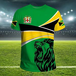 Xuhaijian02 Jamaicaanse vlag 3D T-shirt voor heren Voetbalshirt Nationaal embleem T-shirts Voetbalteamkleding 3XL